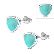 Turquoise Reuleaux Triangle Silver Stud Earrings, e390st